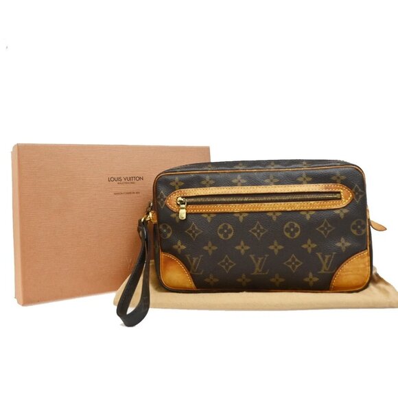 LOUIS VUITTON Marly Dragonne GM Clutch Hand Bag Monogram Brown M51825 66EF115 - Picture 1 of 16